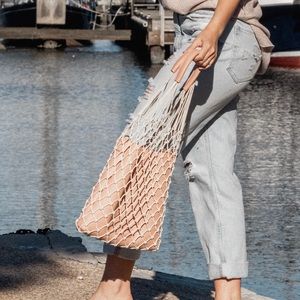 Pink Mesh Net Tote Bag